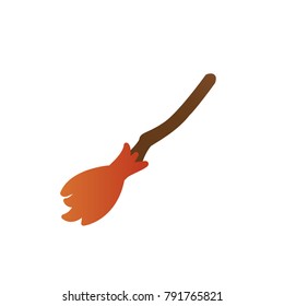 magic broom icon flat