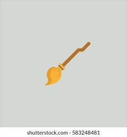 Magic Broom Icon Flat Design