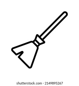 Magic Broom Icon. Line Art Style Design Isolated On White Background