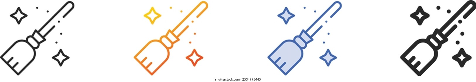 magic broom icon.Thin Linear, Gradient, Blue Stroke and bold Style Design Isolated On White Background