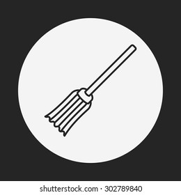 Magic broom line icon