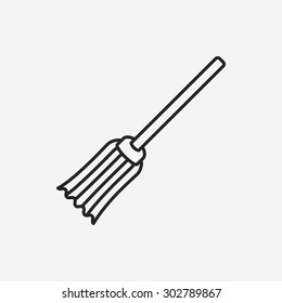 Magic broom line icon