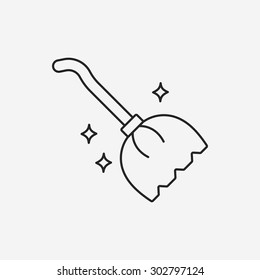 Magic broom line icon