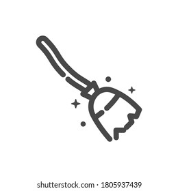 magic broom outline halloween icon
