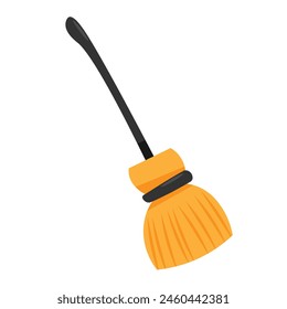 Magic broom vector. flying wood ornaments For the wicked witch on Halloween night.Flat design.