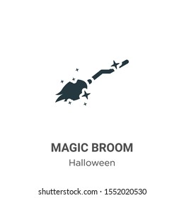 Magic broom vector icon on white background. Flat vector magic broom icon symbol sign from modern halloween collection for mobile concept and web apps design.