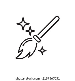 Magic Broom vector Outline Icon Design illustration. Halloween Symbol on White background EPS 10 File