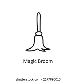 Magic Broom vector outline Icon Design illustration. Halloween Symbol on White background EPS 10 File