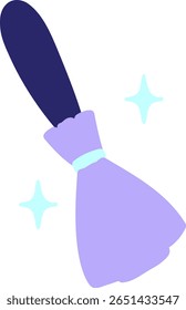 magic broomstick sweeping in bright neon color