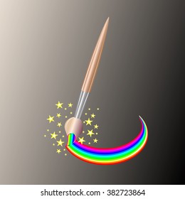 Magic brush with rainbow trail