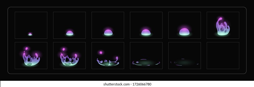 Magic Bubble burst explosion animation. Colorful Bubble effect Sprite Sheet for games, cartoon or animation and motion design. eps-10 vector illustration.