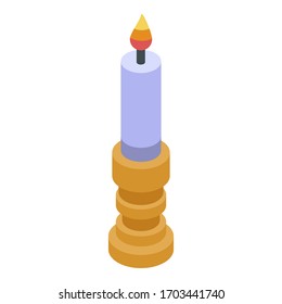 Magic burning candle icon. Isometric of magic burning candle vector icon for web design isolated on white background
