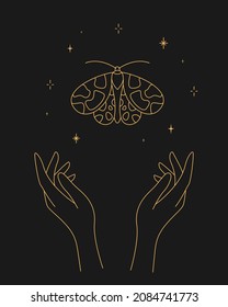 Magic butterflies and hands poster