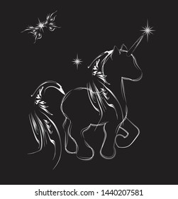 magic butterfly and the shining unicorn, night card, 