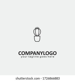 Magic Cactus Funny Logo Icon Flat Line Art