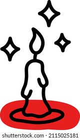 Magische Kerze, Illustration, Vektorgrafik auf weißem Hintergrund.