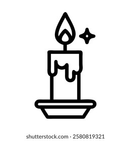 Magic candle ritual flame line art isolated vector