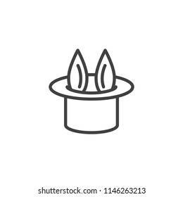 Magic cap and magic rabbit outline icon. linear style sign for mobile concept and web design. Magical trick rabbit simple line vector icon. Symbol, logo illustration. Pixel perfect vector graphics