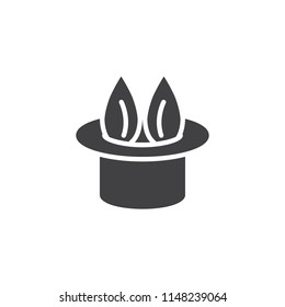 Magic cap and magic rabbit vector icon. filled flat sign for mobile concept and web design. Magical trick rabbit simple solid icon. Symbol, logo illustration. Pixel perfect vector graphics