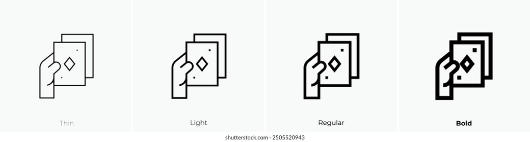 magic cards icon. Thin, Light Regular And Bold style design isolated on white background