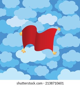 Magic carpet, and clouds, vector illustration