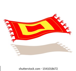 Magic carpet. Flying carpet on a white background. Vector illustration.