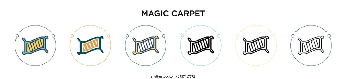 Magic carpet icon in filled, thin line, outline and stroke style. Vector illustration of two colored and black magic carpet vector icons designs can be used for mobile, ui, web