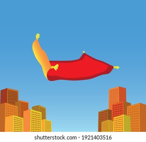 
magic carpet and metropolitan building, vector illustration