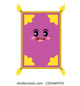 Magic Carpet transportation cartoon character side view isolated on white background vector illustration.