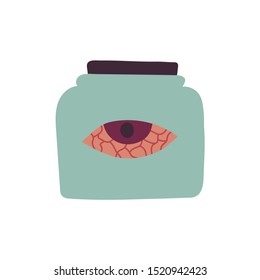 Magic cartoon bottle of eye potion. Vector illustrations of magic elixir in flat style
