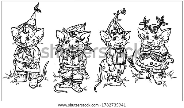 Magic Cartoon Characters Four Cute Fairytale Stock Vector Royalty Free