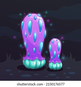 Magic cartoon mushroom. Fantasy plant. Alien nature elements.