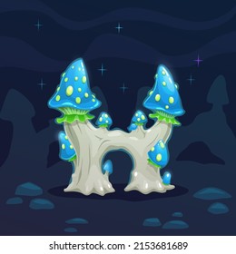 Magic cartoon mushroom. Fantasy plant. Alien nature elements.