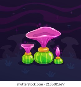 Magic cartoon mushroom. Fantasy plant. Alien nature elements.