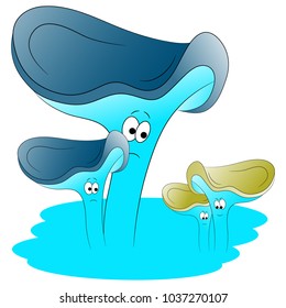 magic cartoon mushrooms vector illustration
