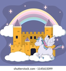 magic caslte with unicorn
