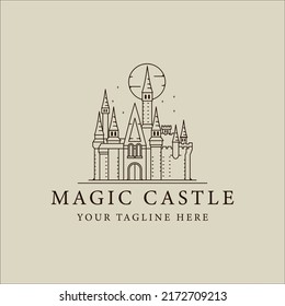 magic castle line art logo vector illustration template icon graphic design . historic building sign or symbol print for apparel t-shirt