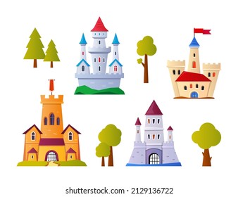 Magic castle - modern flat design style object set