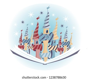 Magic castle in an open book