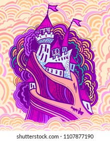 magic castle in pink color