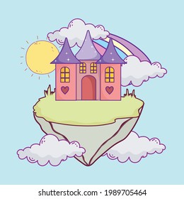 magic castle and rainbow cartoon