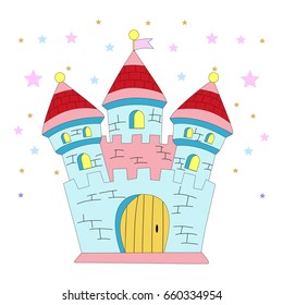 Magic castle with the stars. Vector illustration.
