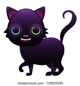 Magic Cat cute cartoon character isolated on white background. Vector illustration