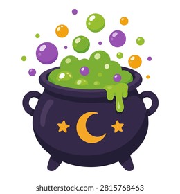 Magic Cauldron Brewing Green Potion for Halloween Witch Theme