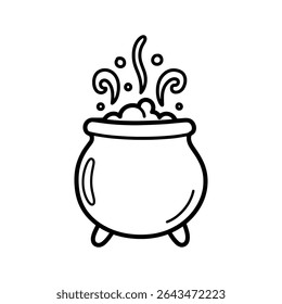 Magic Cauldron with Bubbling Potion – Witch’s Brew Halloween Illustration for Spooky or Fantasy-Themed Design – Vector Illustration