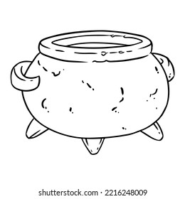 Magic cauldron doodle sketch. Hand drawn wiccan design. Alchemy, potions symbol. . Halloween vector graphic for stickers, prints, laser cut files