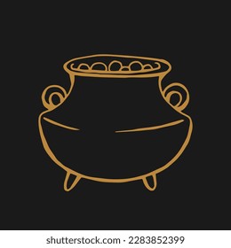 Magic cauldron. Hand drawn vector illustration.