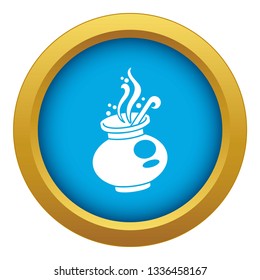Magic cauldron icon blue vector isolated on white background for any design