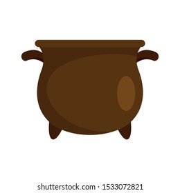 Magic cauldron icon. Flat illustration of magic cauldron vector icon for web design