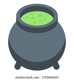 Magic cauldron icon. Isometric of magic cauldron vector icon for web design isolated on white background
